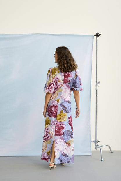 Culture CUmagna Greece Long Dress Blue/Pink/Yellow Flower