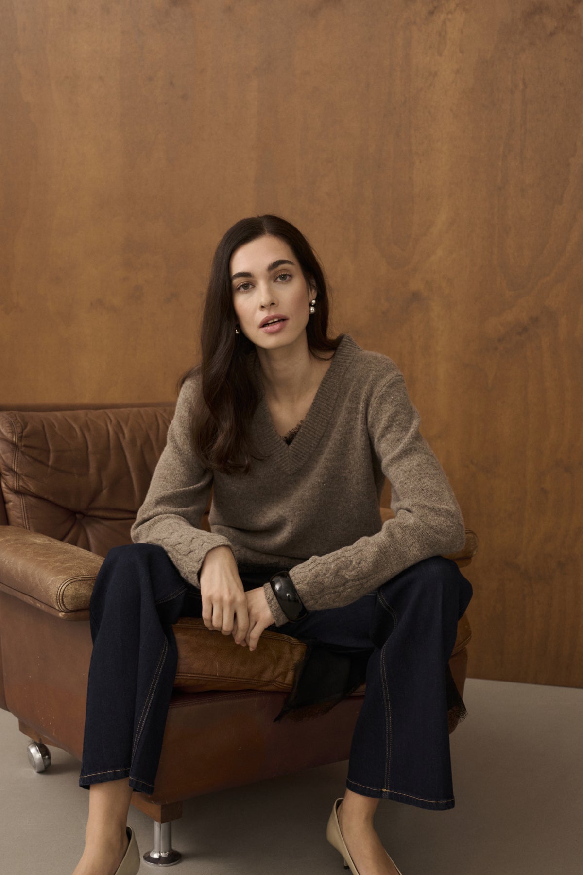 Culture CUmonia Vneck Pullover Falcon Melange