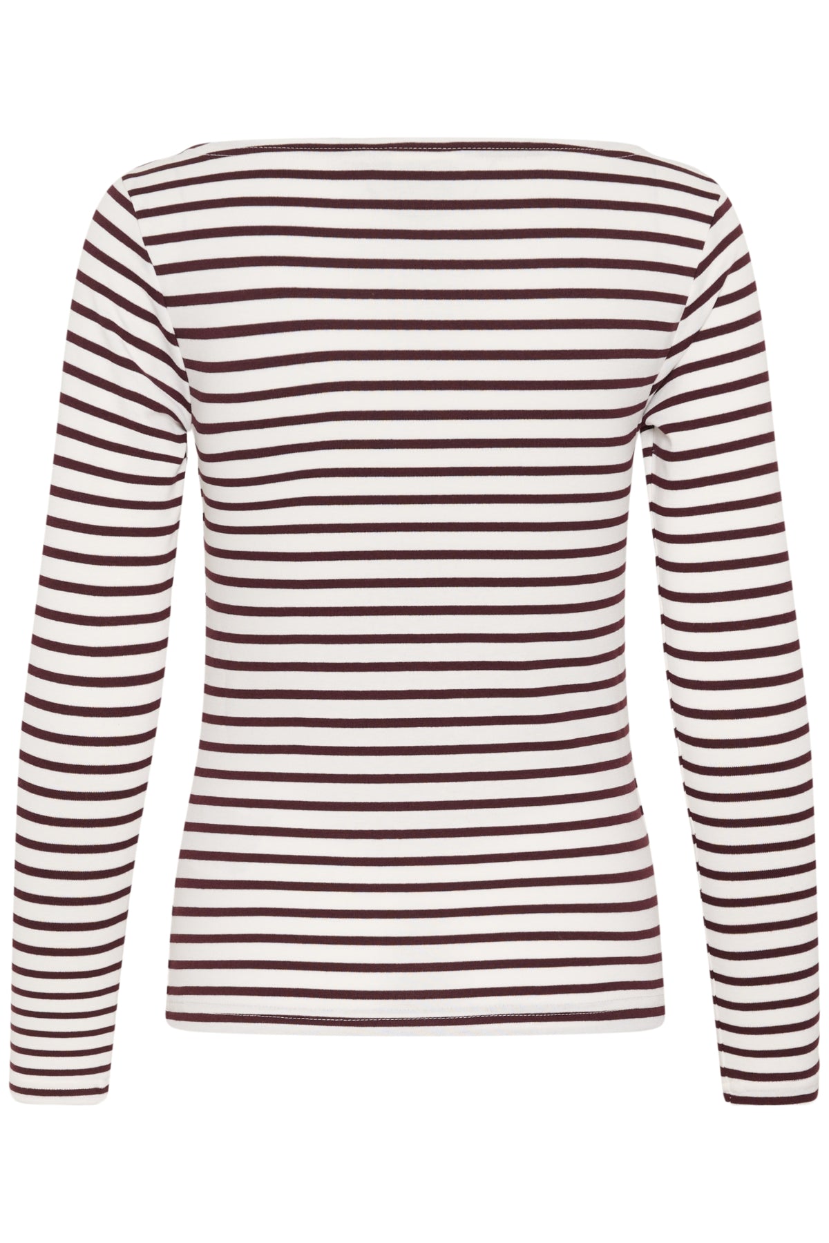 Kaffe KAliddy – LS Boatneck T-shirt Chalk/Fudge Stripe