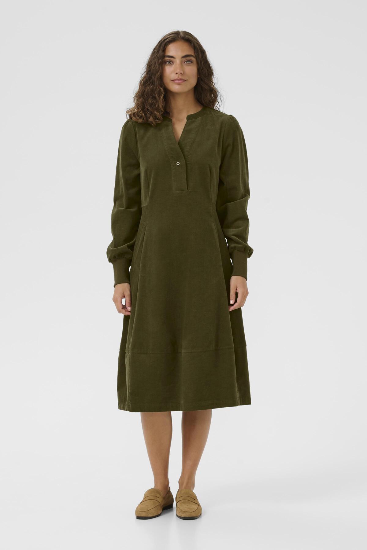Culture CUrhaena LS Dress Burnt Olive Green