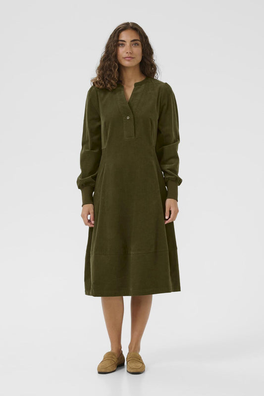 Culture CUrhaena LS Dress Burnt Olive Green