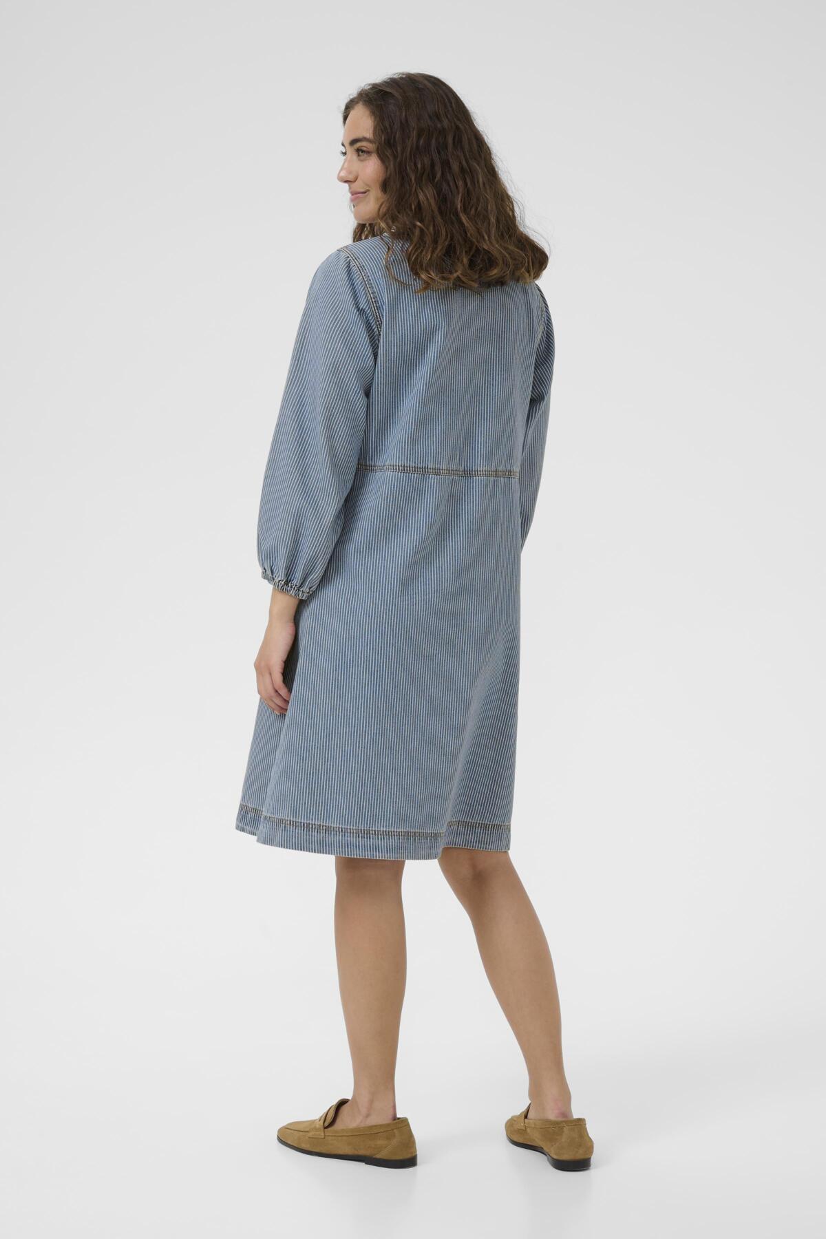 Culture CUayna 3/4 Sleeve Dress Blue/White Stripes