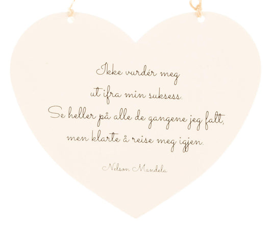 Skilt hjerte lite Ordtak 1 Mandela 13x11cm Metall