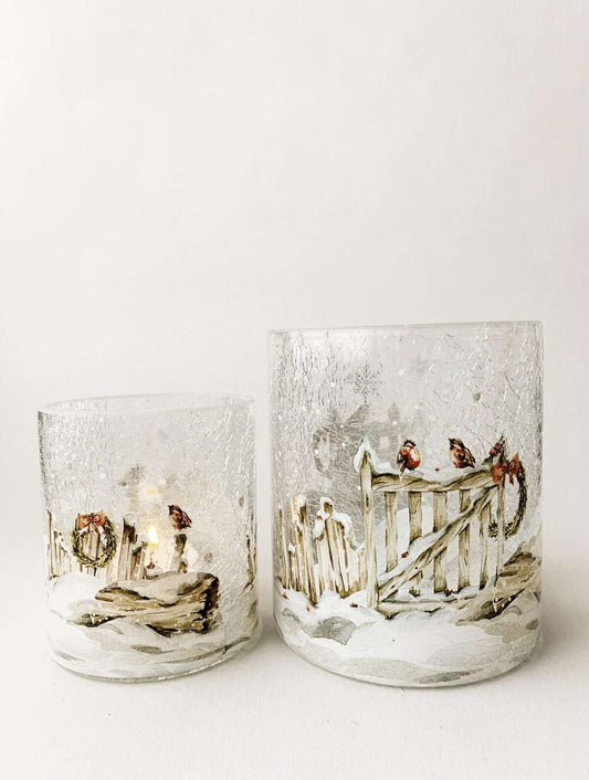 Lysglass krakelert port m dompapp 9x10 cm