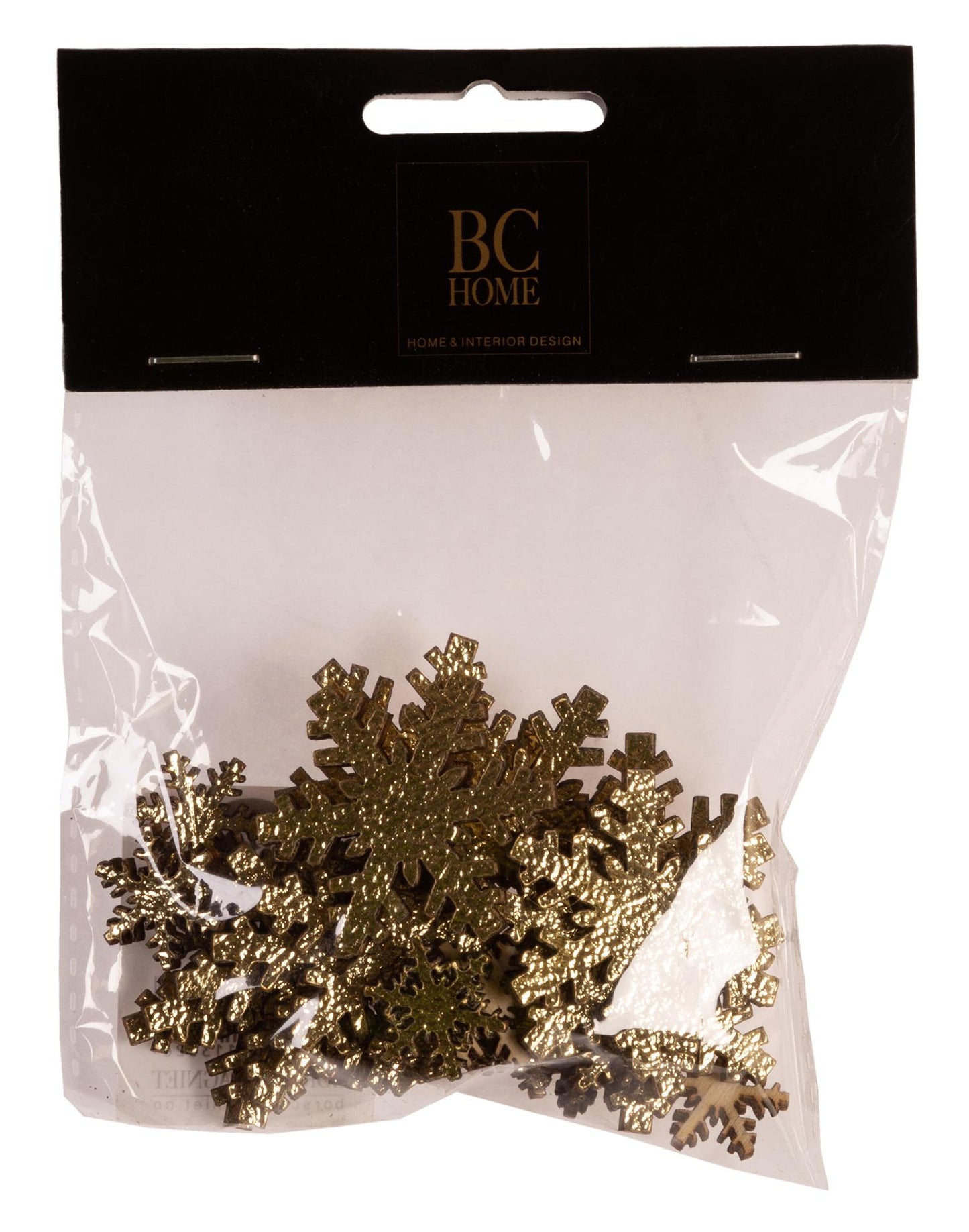 Snøfnugg tre gull glitter assortert 24st