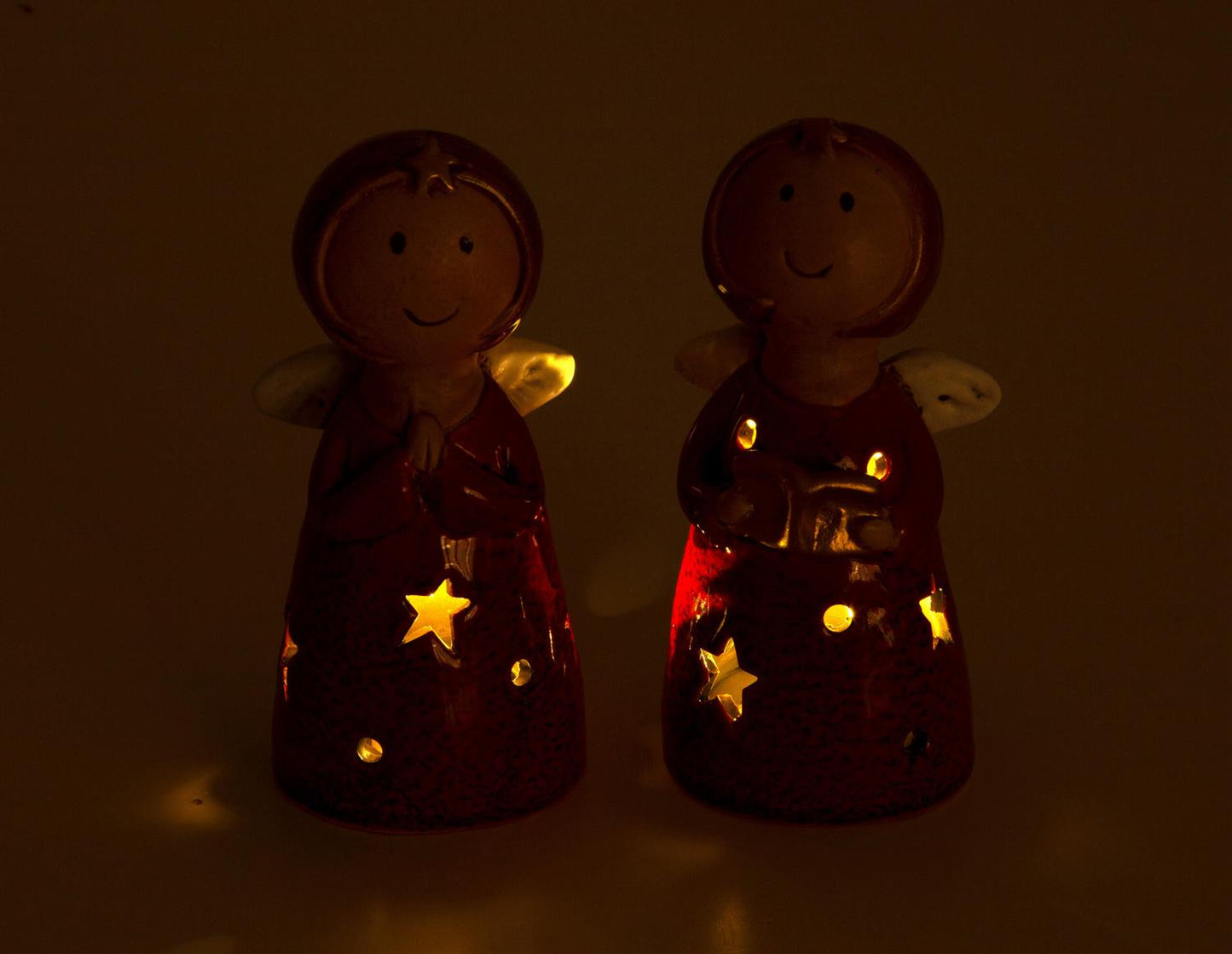 Engel LED Rød Keramikk 6,5x13,5cm 2ass Batteri: 2xLR44