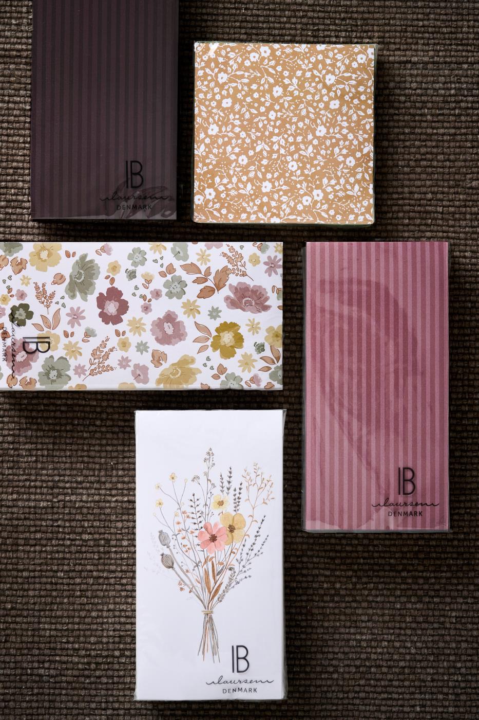 Ib Laursen Serviet 10x20 cm striper Burned Rose 16 stk/pk
