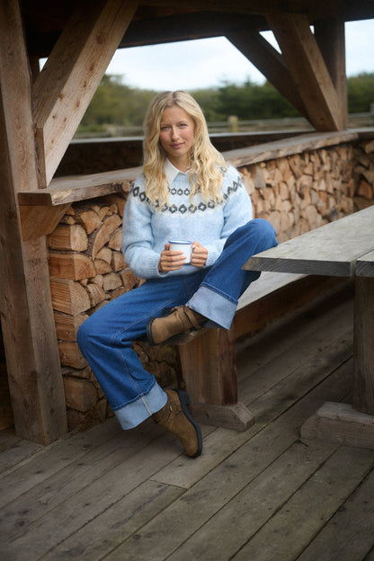 Kaffe KAberta Pullover Blue Melange/Grey/Chalk