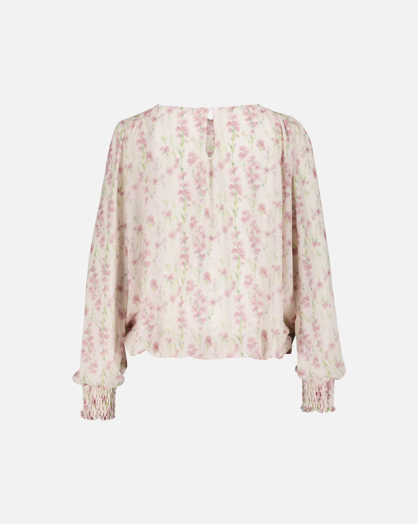 Floyd Bluse Marita Gadi – Offwhite bluse med lyserosa blomsterprint