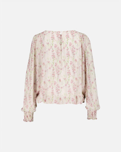 Floyd Bluse Marita Gadi – Offwhite bluse med lyserosa blomsterprint