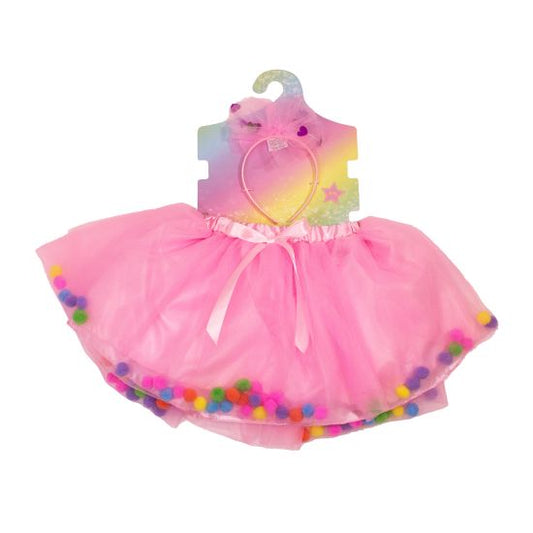 Tinka Magic Skjørt og hårpynt rosa m/pon pon