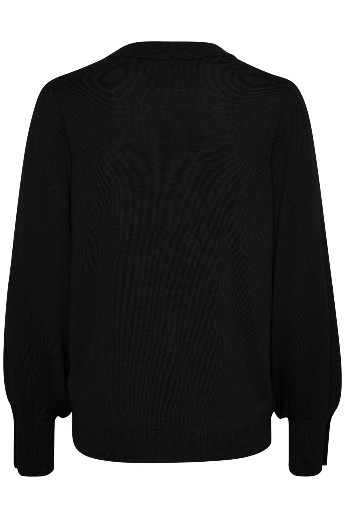 KAlizza Round Neck Knit Pullover Buttons Black