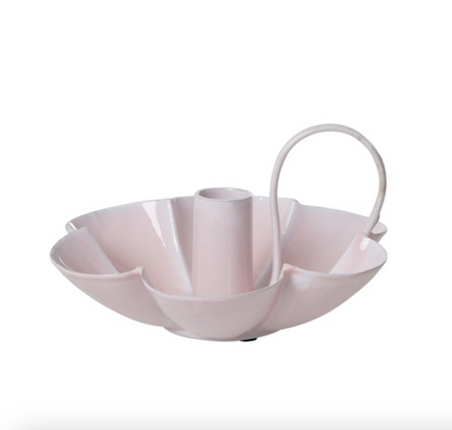 Rice Metal Flower Shape Candle Holder in Soft Pink