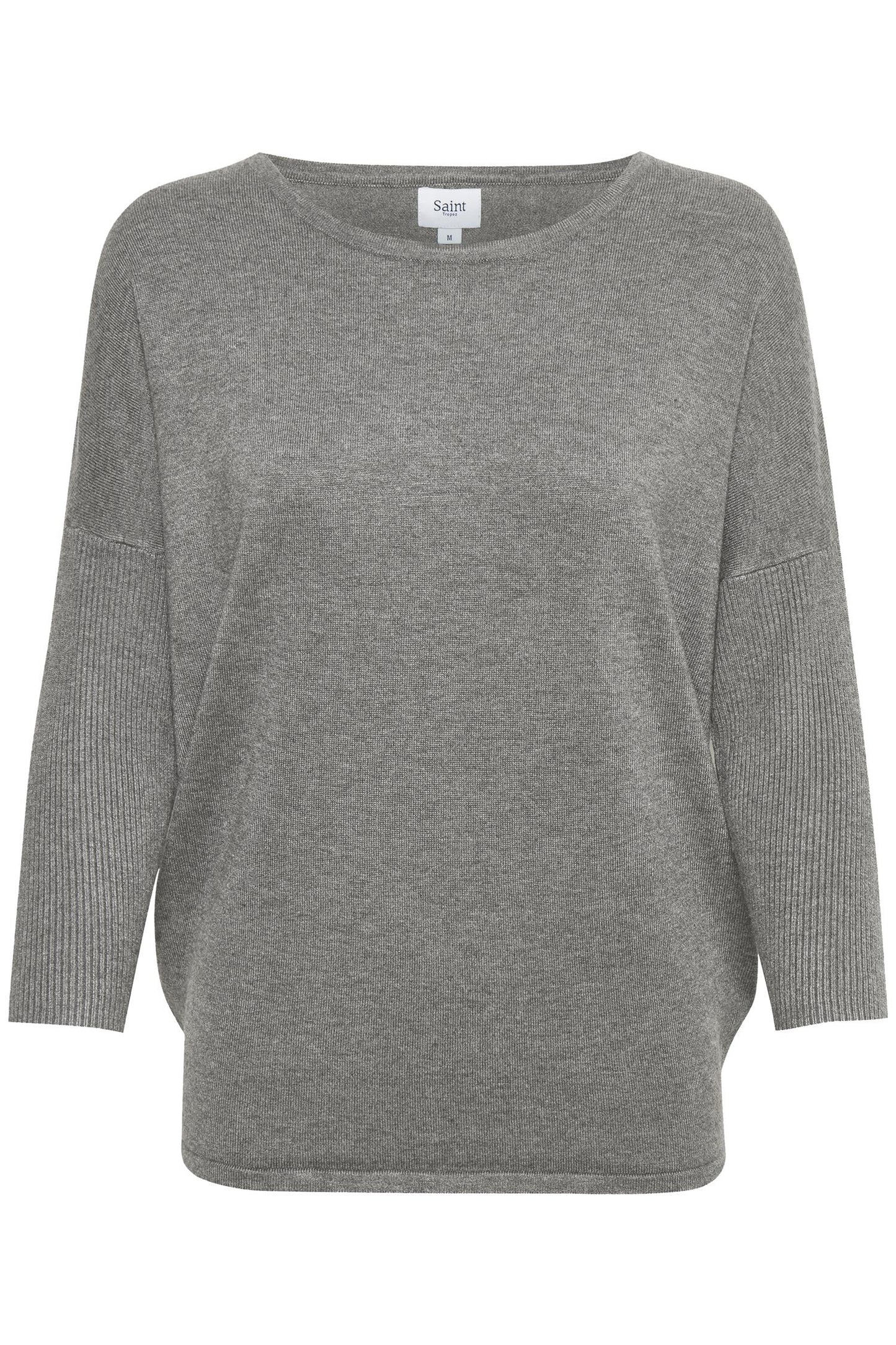 Saint Tropez MilaSZ R-Neck Pullover Mist Grey Melange