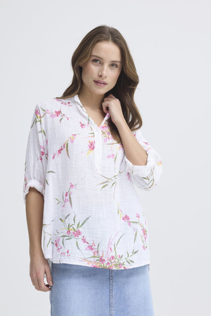 Sorbet SBalexa – Hvit bluse med blomsterprint