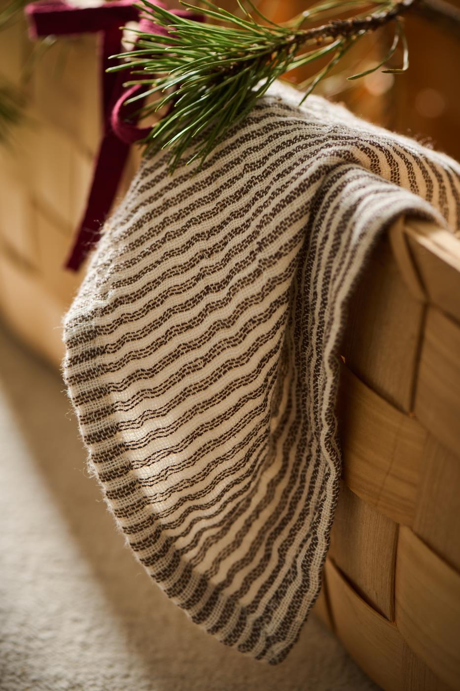 Ib Laursen Stoffserviett Brun/Hvitstripet