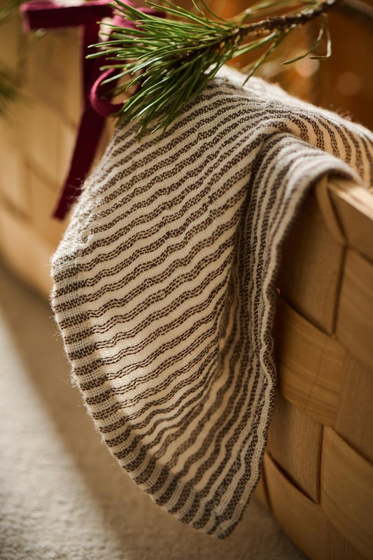 Ib Laursen Stoffserviett Brun/Hvitstripet