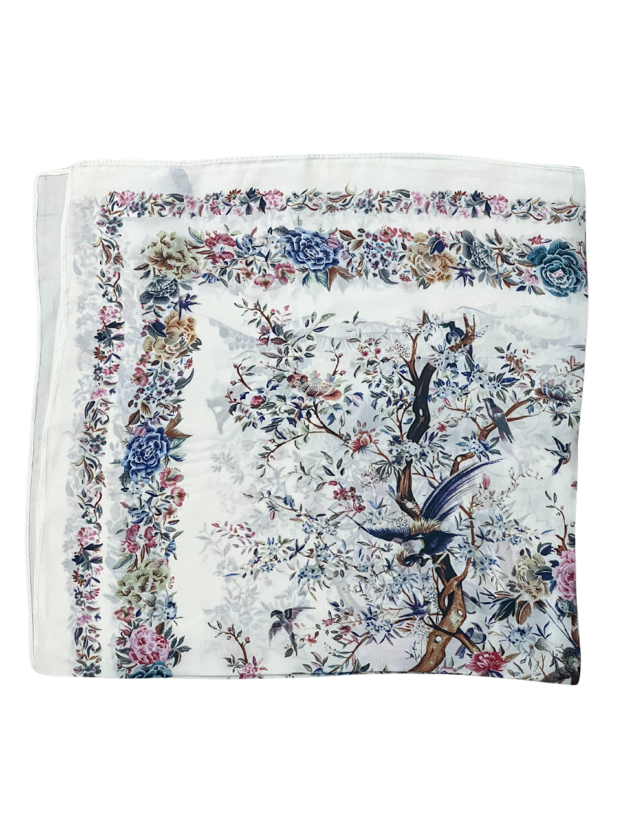 Nora Norway Scarf silky BIRD White