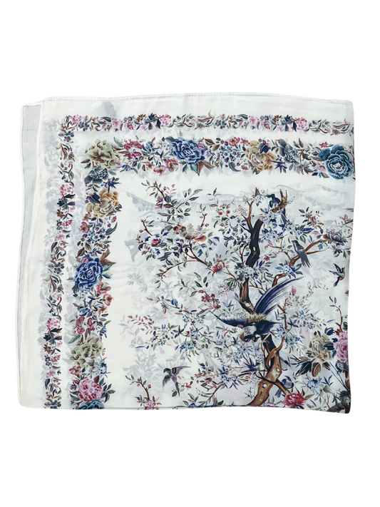 Nora Norway Scarf silky BIRD White