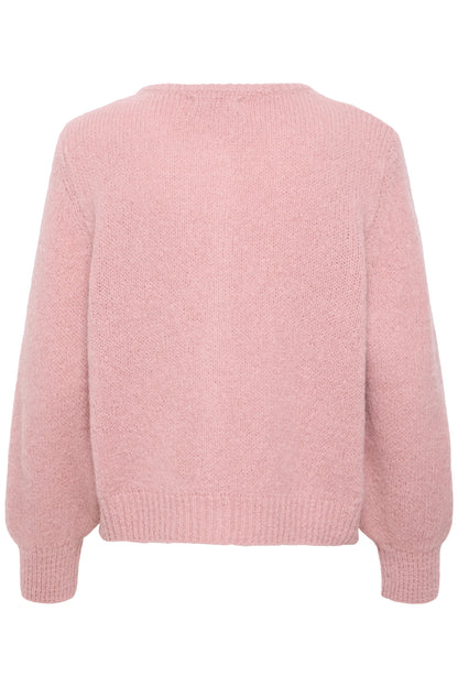 Sorbet SBgulvig Knit Cardigan – Støvrosa cardigan med knapper i front