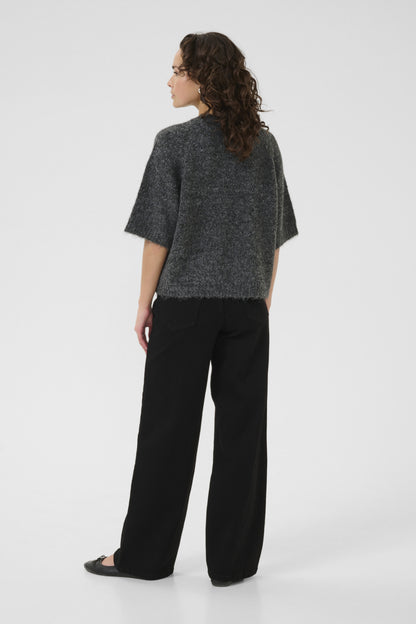 Kaffe Clothing KAemilie Cropped Knit Pullover Dark Grey Melange