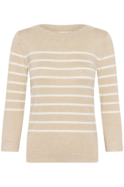 Kaffe Clothing KAlizza Boatneck Pullover Feather Grey Melange/Chalk Stripes