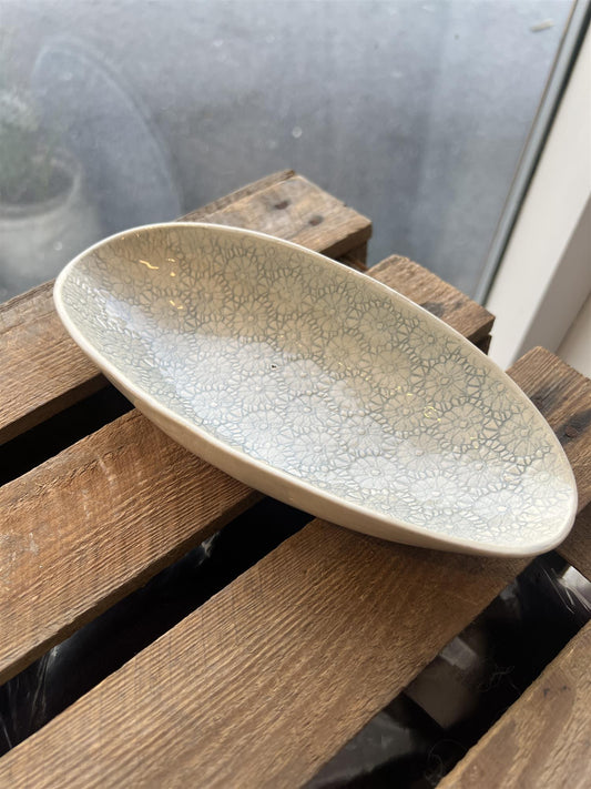 Wonki Ware Oval Skål Gråblå