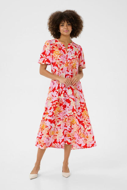 Culture CUaudrey Bello Long Dress Red/Pink Flower