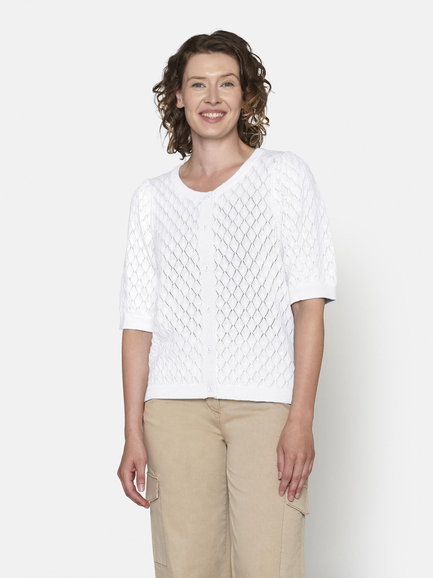 Brandtex Strikket Cardigan Hvit