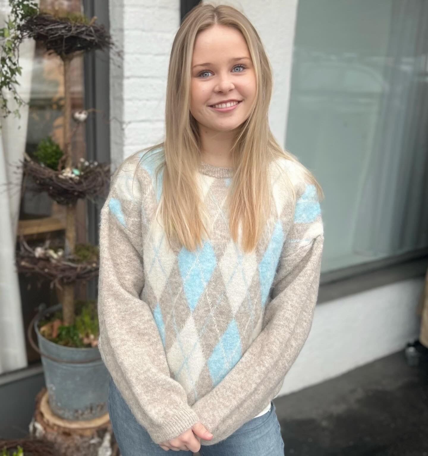 Sorbet SBargyle R Knit Blouse Blue Topaz