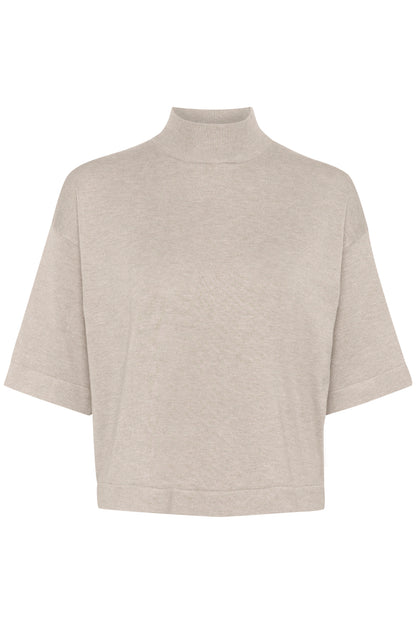 Kaffe KAlizza – Lysegrå melert t-skjorte med turtleneck