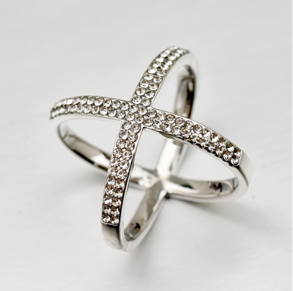 Skjerf Ring - Sølv Kryss M/Diamater
