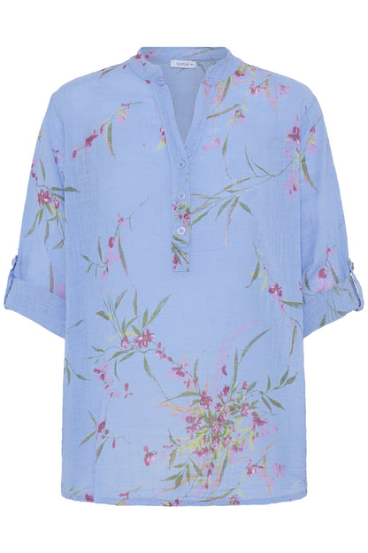 Sorbet SBalexa – Himmelblå bluse med blomsterprint