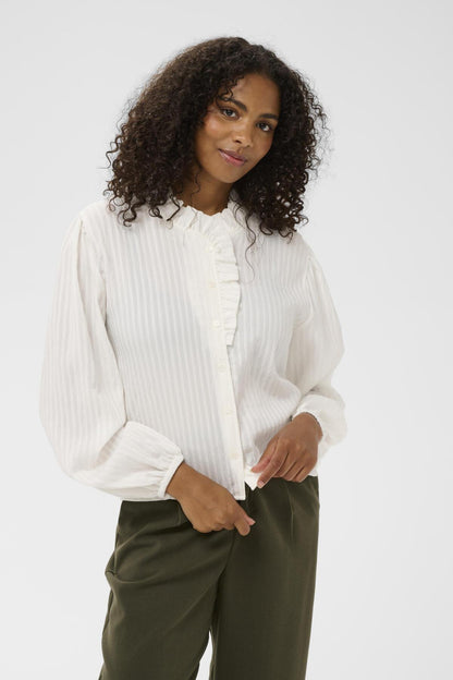 Kaffe Clothing KAsuma Frill Shirt Chalk