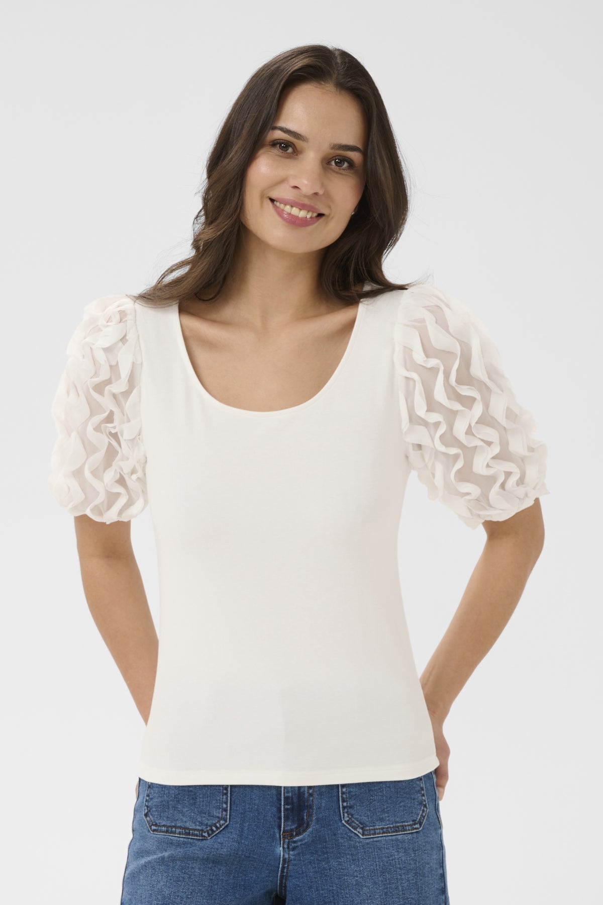 Kaffe Clothing KAlindsay Frill T-shirt - Chalk