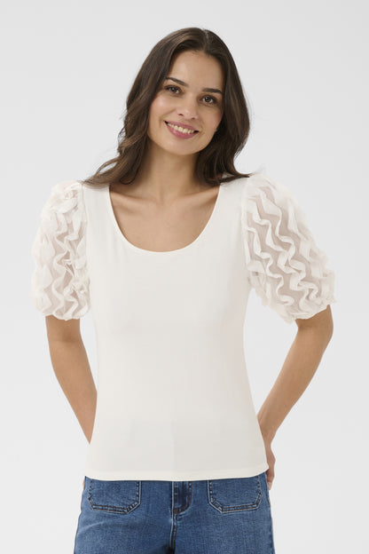Kaffe Clothing KAlindsay Frill T-shirt - Chalk