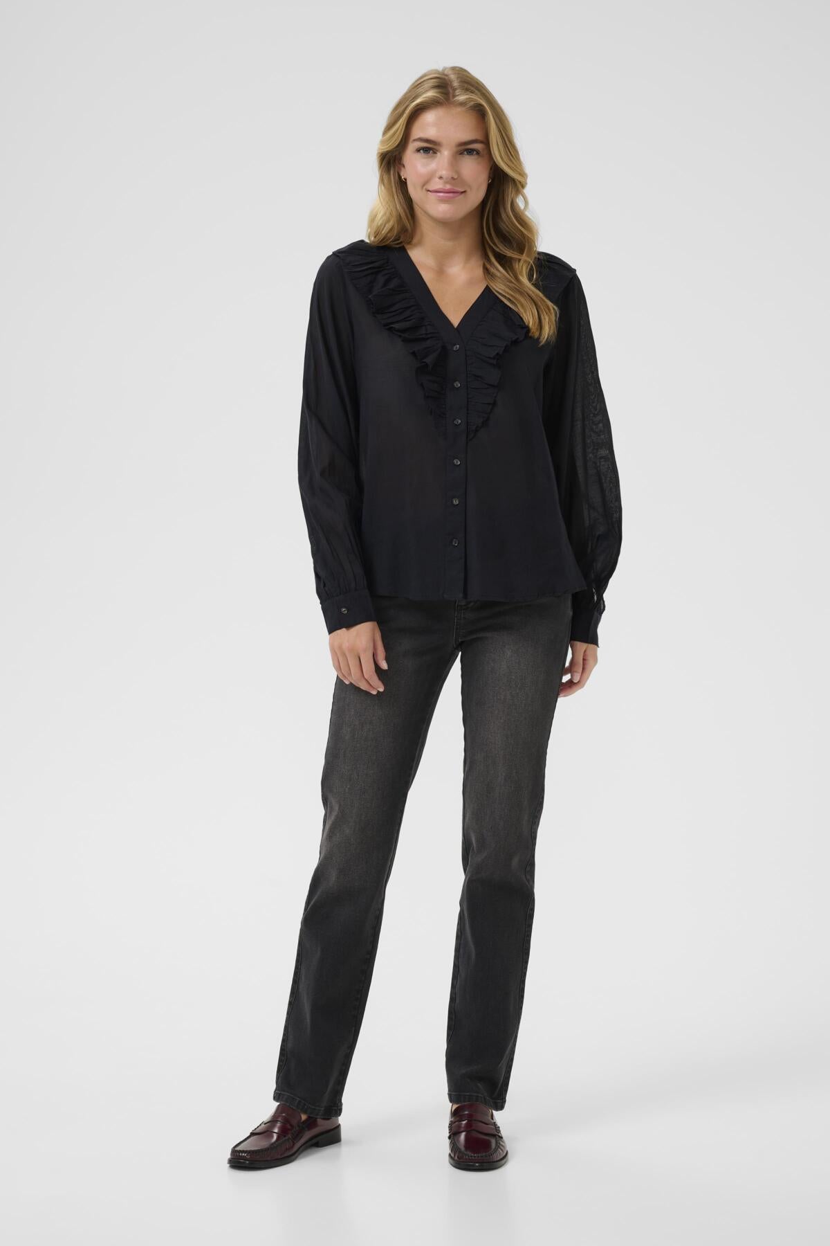 Kaffe Clothing KAlane Frill Blouse Black Deep
