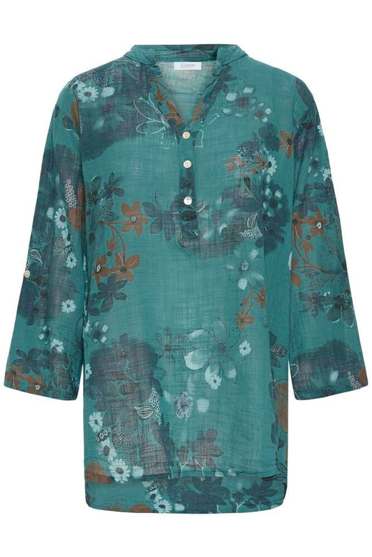 Sorbet SBalexa FL Blouse Deep Teal - Green