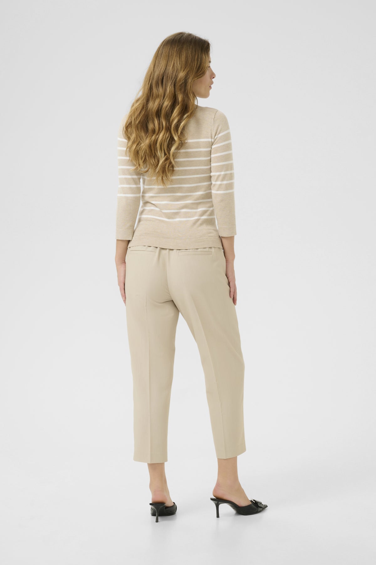 Kaffe Clothing KAlizza Boatneck Pullover Feather Grey Melange/Chalk Stripes
