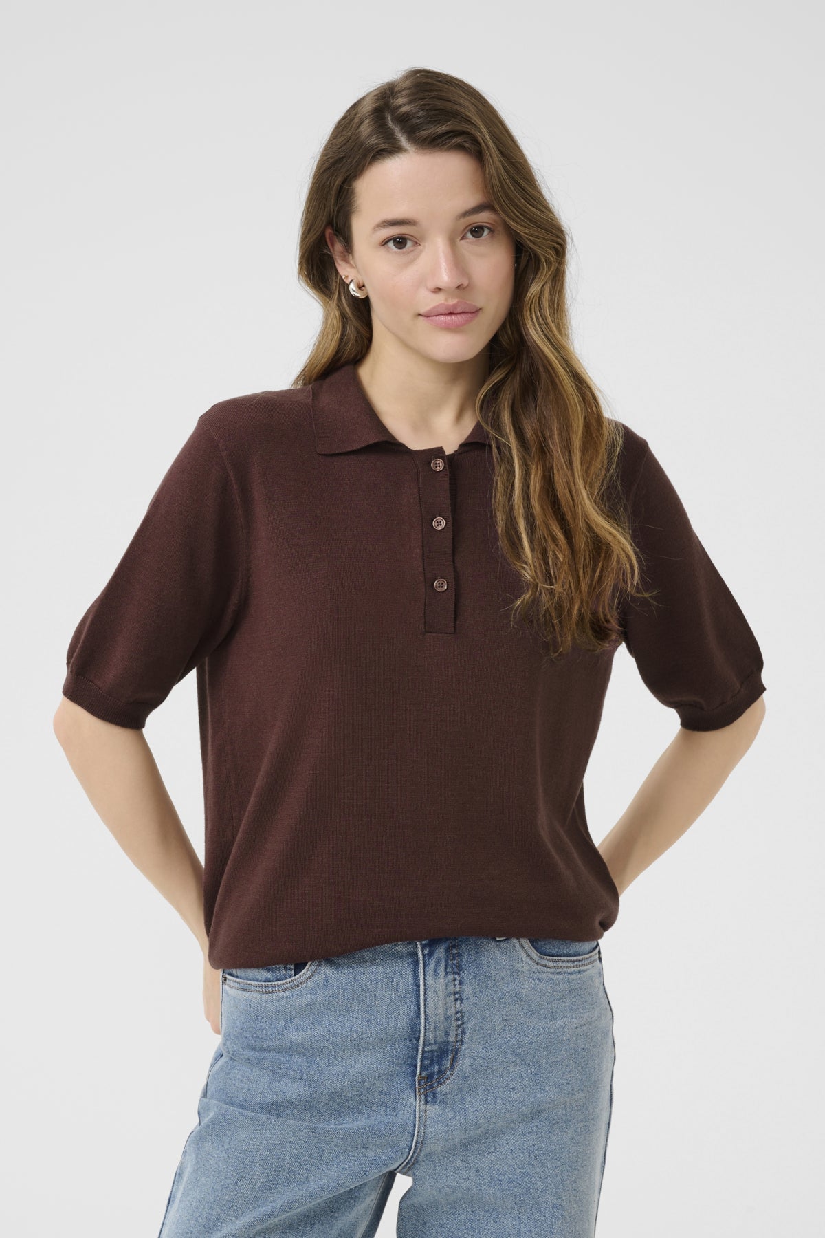 Kaffe Clothing KAlizza Basic Polo Pullover Fudge