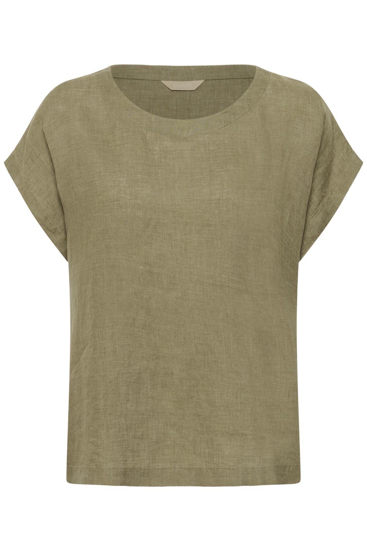 Culture CUaniela Molly – Mosegrønn bluse med lette vingeermer