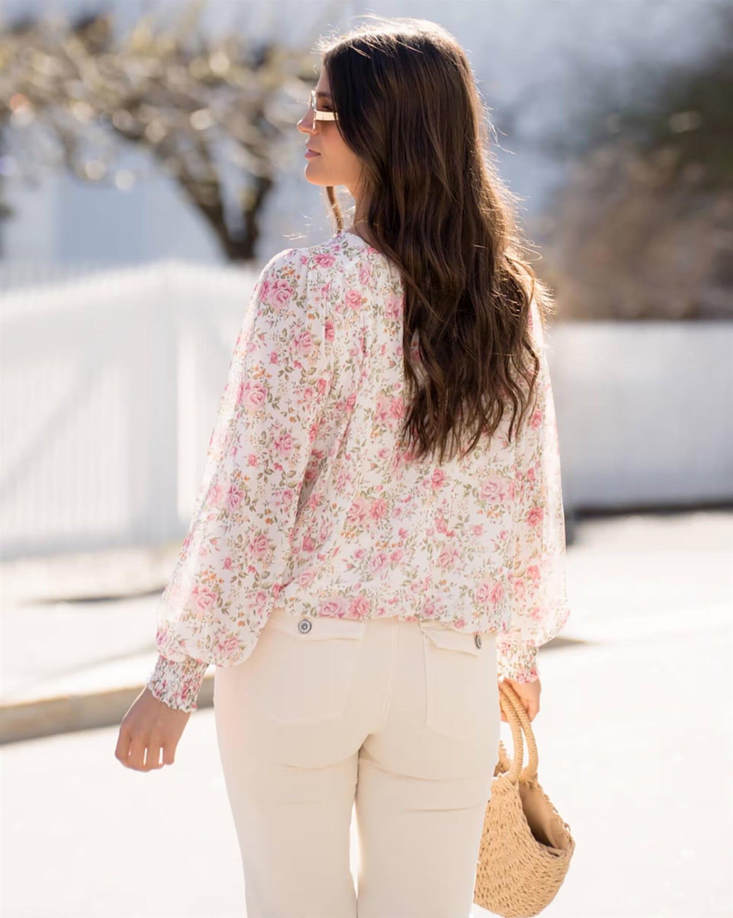 Floyd Marita Roses – Offwhite bluse med blomsterprint