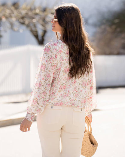 Floyd Marita Roses – Offwhite bluse med blomsterprint
