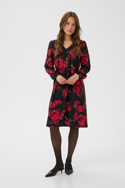 Kaffe Clothing KAlpamela Dress Black/Red Flower