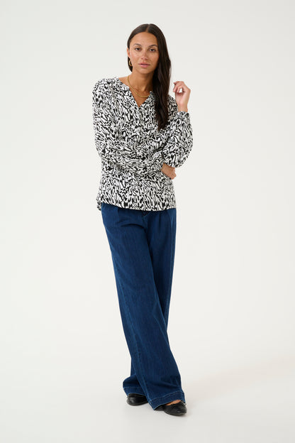Kaffe Clothing KAmathilde Blouse Chalk/Black Graphic