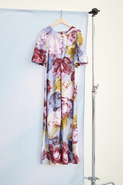 Culture CUmagna Greece Long Dress Blue/Pink/Yellow Flower
