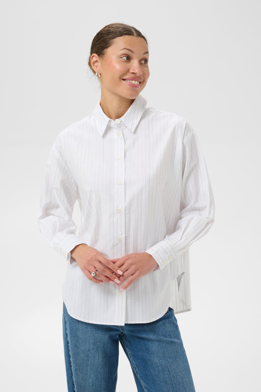 Kaffe Clothing KAellie Shirt Chalk/Silver Stripe