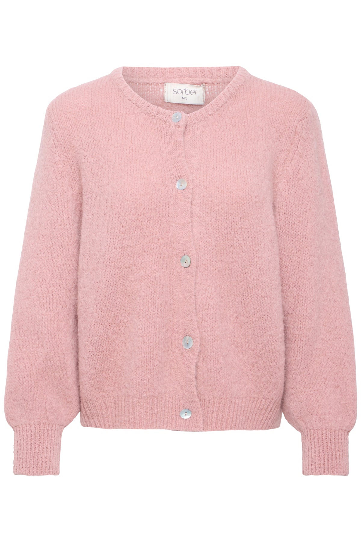 Sorbet SBgulvig Knit Cardigan – Støvrosa cardigan med knapper i front