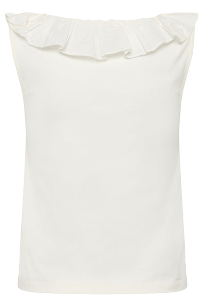 Kaffe KAdidde Flounce Top – Hvit singlet med volanger