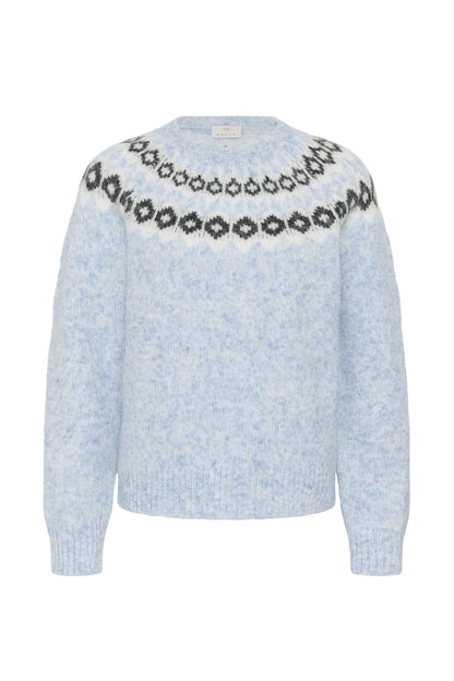 Kaffe KAberta Pullover Blue Melange/Grey/Chalk
